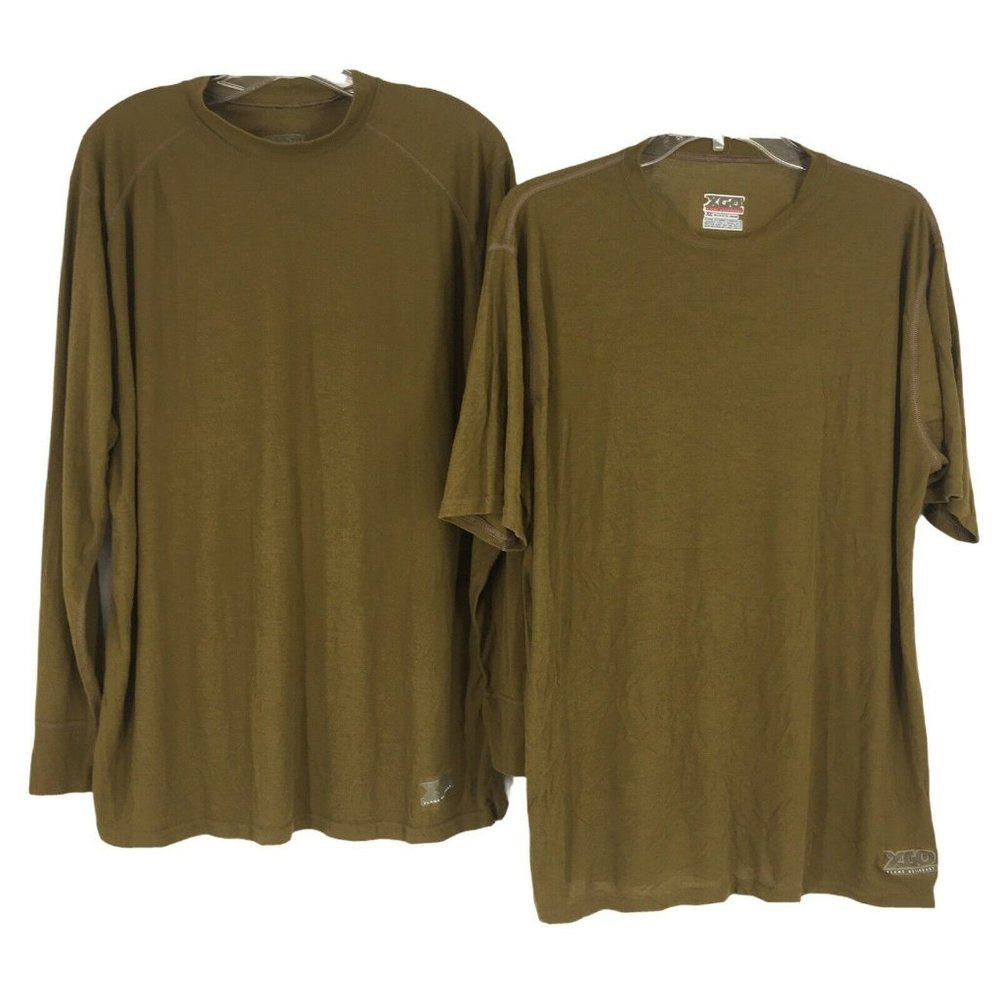 XGO Phase 1 Flame Retardant Lot of 2 Base Layer T-Shirts LS/SS Coyote Brown XL - Picture 1 of 9